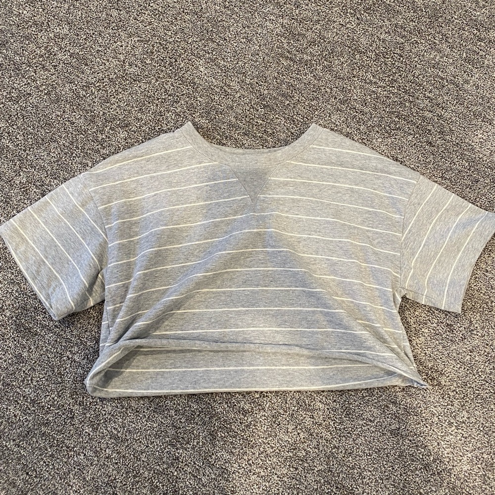 Forever 21 cropped gray striped tee